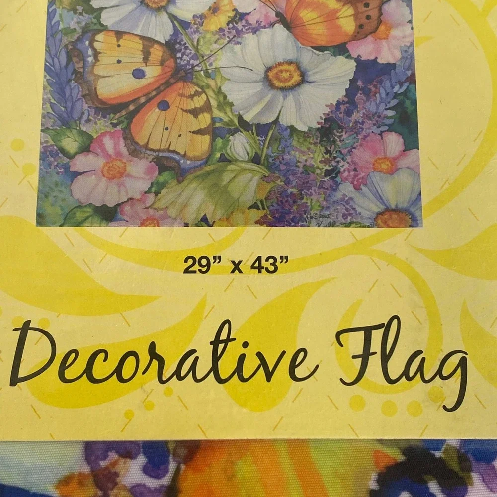 Evergreen Decorative Flag Home‎ 29x43 Multicolor New Butterfly Floral